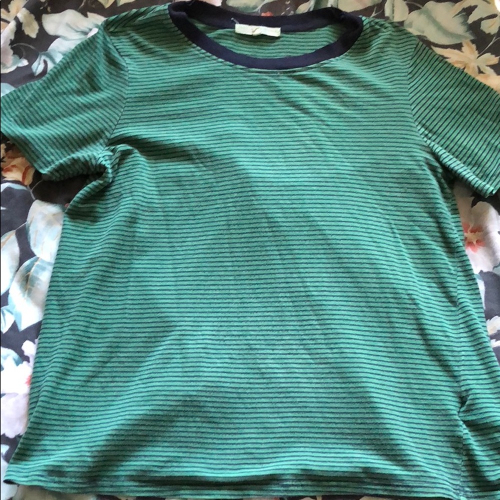 Truly madly deeply green striped shirt